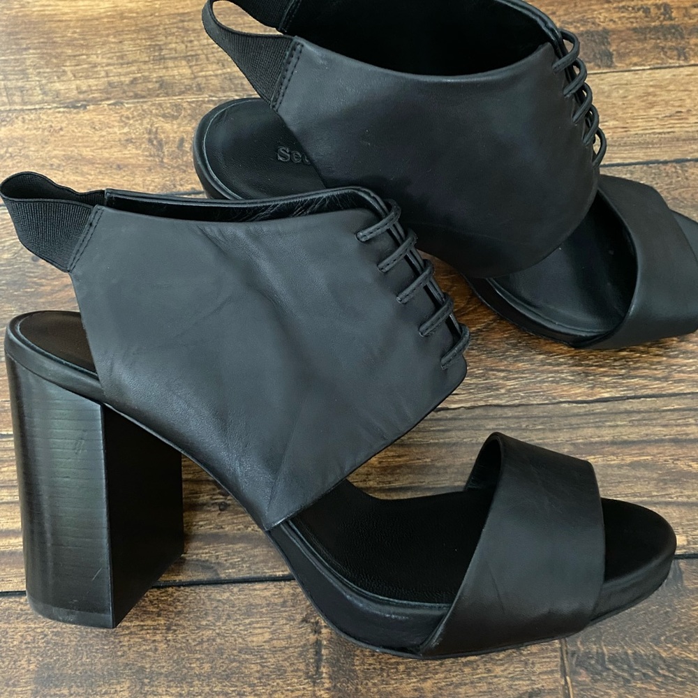 See by Chloe block heel, black leather sandals